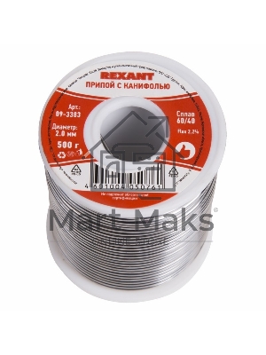 Припой с канифолью Rexant, 500 г, Ø2.0 мм, (олово 60%, свинец 40%), катушка