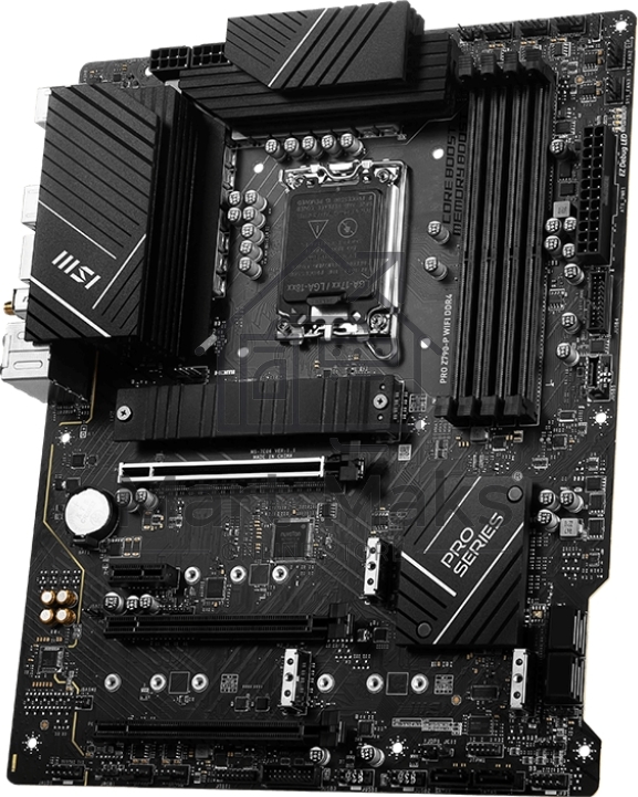 Материнская плата MSI PRO Z790-P WIFI, LGA 1700, Intel Z790, 4xDDR5, 6xSATA, 4xM.2, 1xPCIe 5.0 x16, 1xPCIe 4.0 x16, 1xPCIe 3.0 x16, 1xPCIe x1, 1xHDMI, 1xDP, 1x2.5Gb LAN, 4xUSB-A 2.0, 2xUSB-A 3.2 Gen 1, 1xUSB-A 3.2 Gen 2, 1xUSB-C 3.2 Gen 2x2, 6x3.5мм, 7.1,