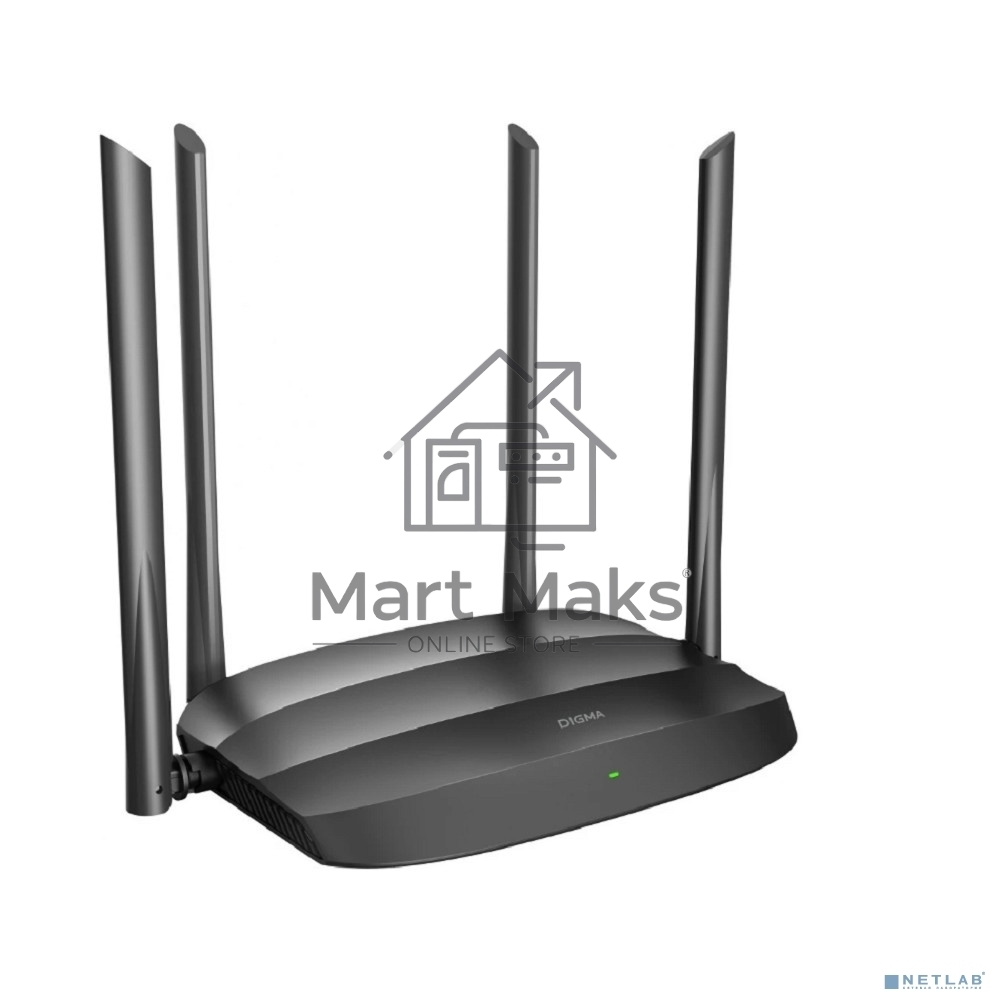 Роутер беспроводной Digma DWR-AC1201 AC1200 10/100BASE-TX черный (упак.:1шт)