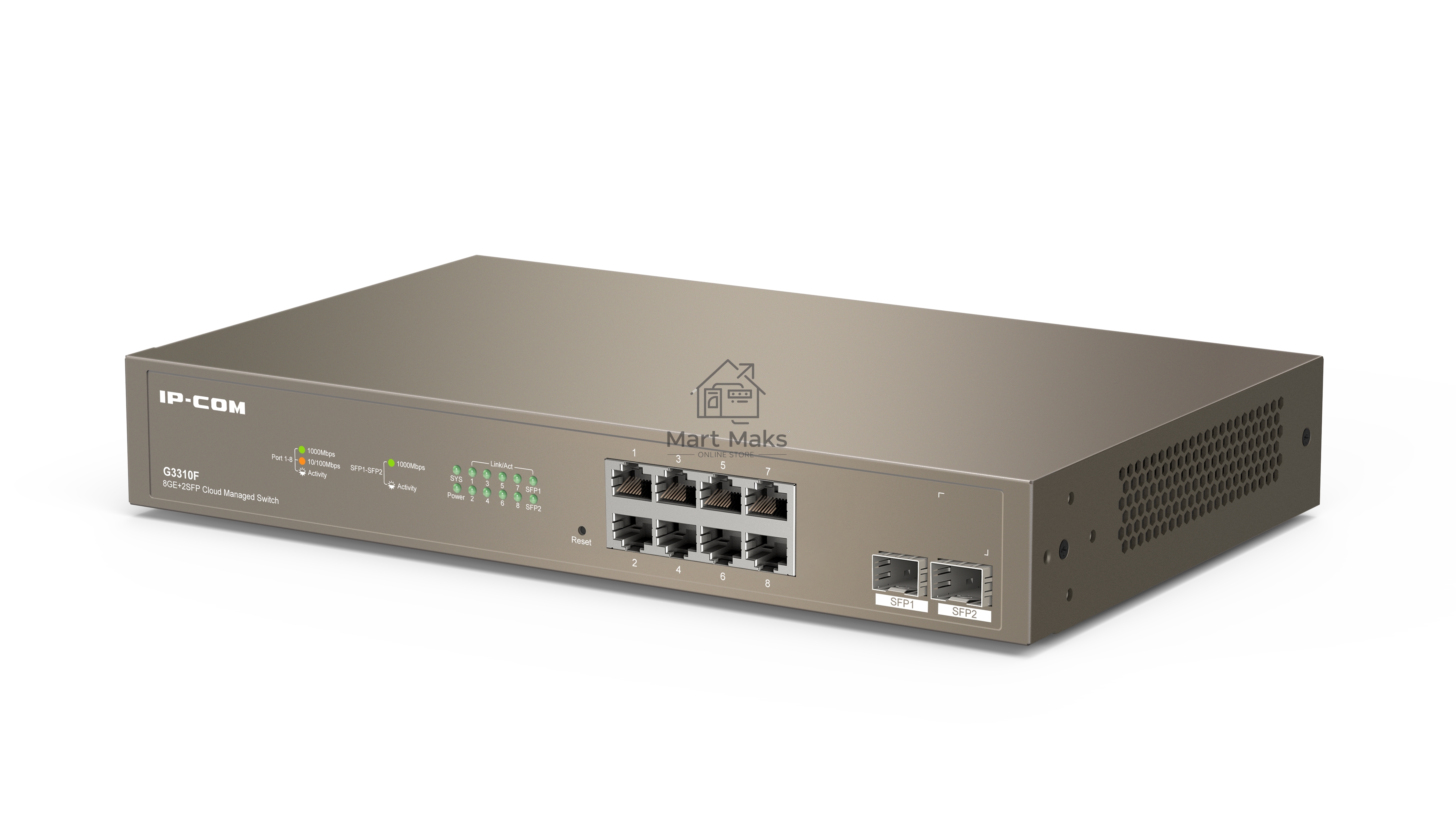 Коммутатор управляемый IP-COM G3310F, настенный, 1000 Мбит/сек, 8 port, SFPx2