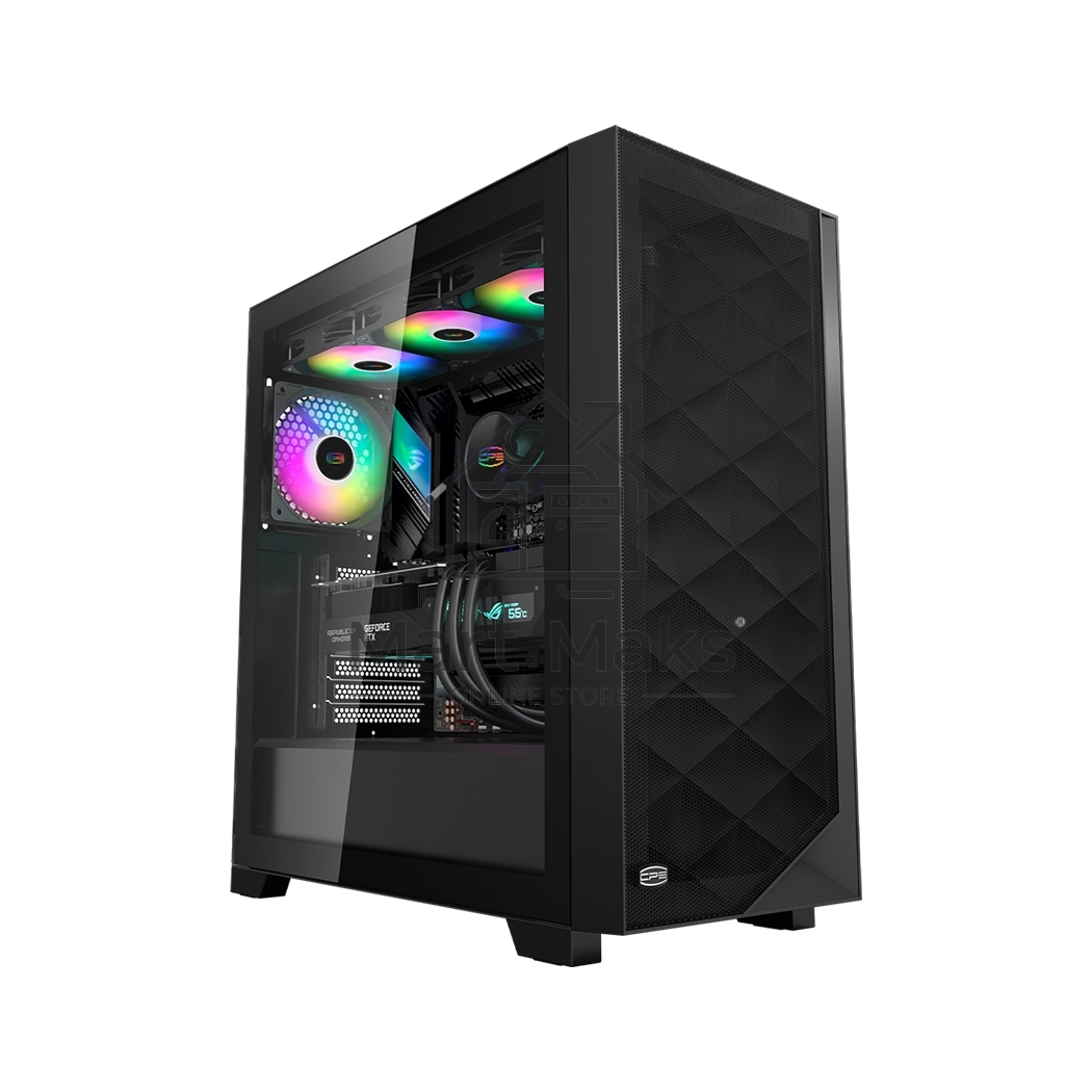 Компьютерный корпус PCCooler C3D510 BK ARGb, Tempered Glass Full Tower, Black, TG, 0.7 SPCC, 3x120мм ARGb E-ATX, ATX, mATX, mITX 170/390/410мм 2x2.5