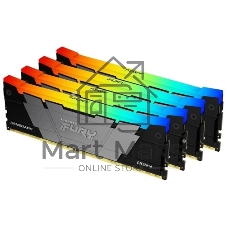 Оперативная память Kingston Fury Renegade, DDR4, 32Gb (4x8GB), 3600MHz, CL16, DIMM, с радиаторами, RGB, серебристый/черный