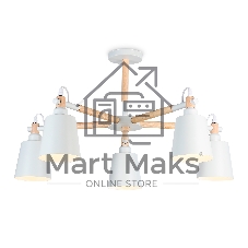 Светильник Ambrella light TR82208/5 WH/LW белый/светлое дерево E27/5 max 40W D780*430