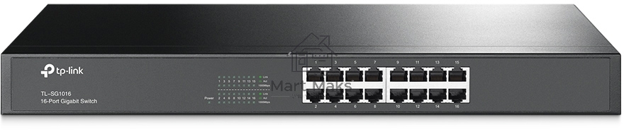 Коммутатор TP-Link SMB TL-SG1016 Коммутатор 16-port Gigabit Switch, 1U 19-inch rack-mountable steel case