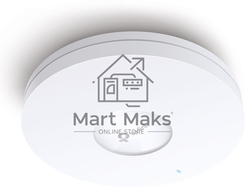 Точка доступа TP-Link 11AX dual-band ceiling access point, up to 1200 Mbit / s at 5 GHz and up to 574 Mbit / s at 2.4 GHz, 1 10/100/1000Mbps LAN port, support PoE 802.3at standard, support BSS coloring, Seamless Roaming, Mesh, Band Steering, Airtime Fairn