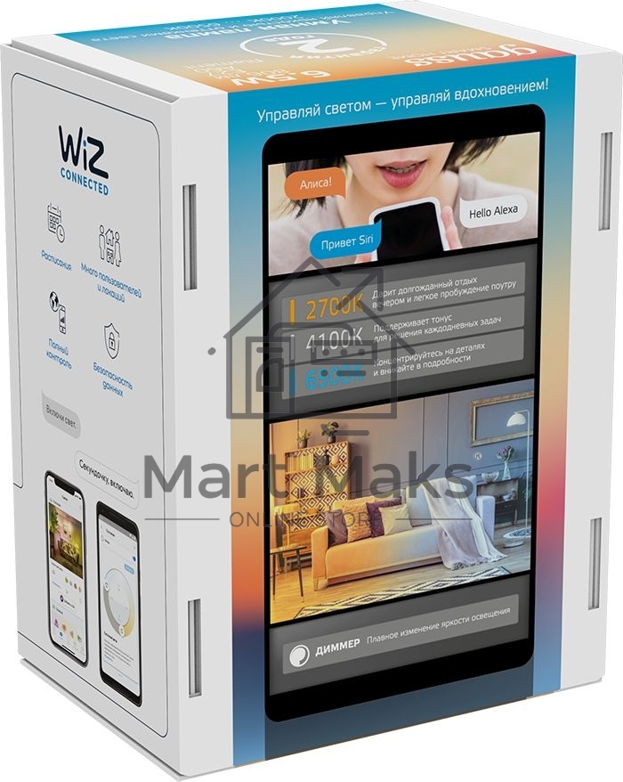 Лампа светодиодная филаментная Gauss Smart Home DIM+CCT E27 A60 6,5Вт 2000-6500 К 1/10/40