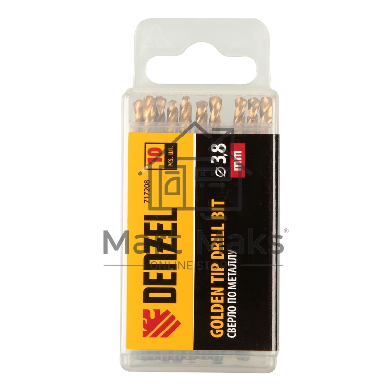 Сверло по металлу, 3,8 мм, HSS-Tin, Golden Tip, 10 шт. Denzel