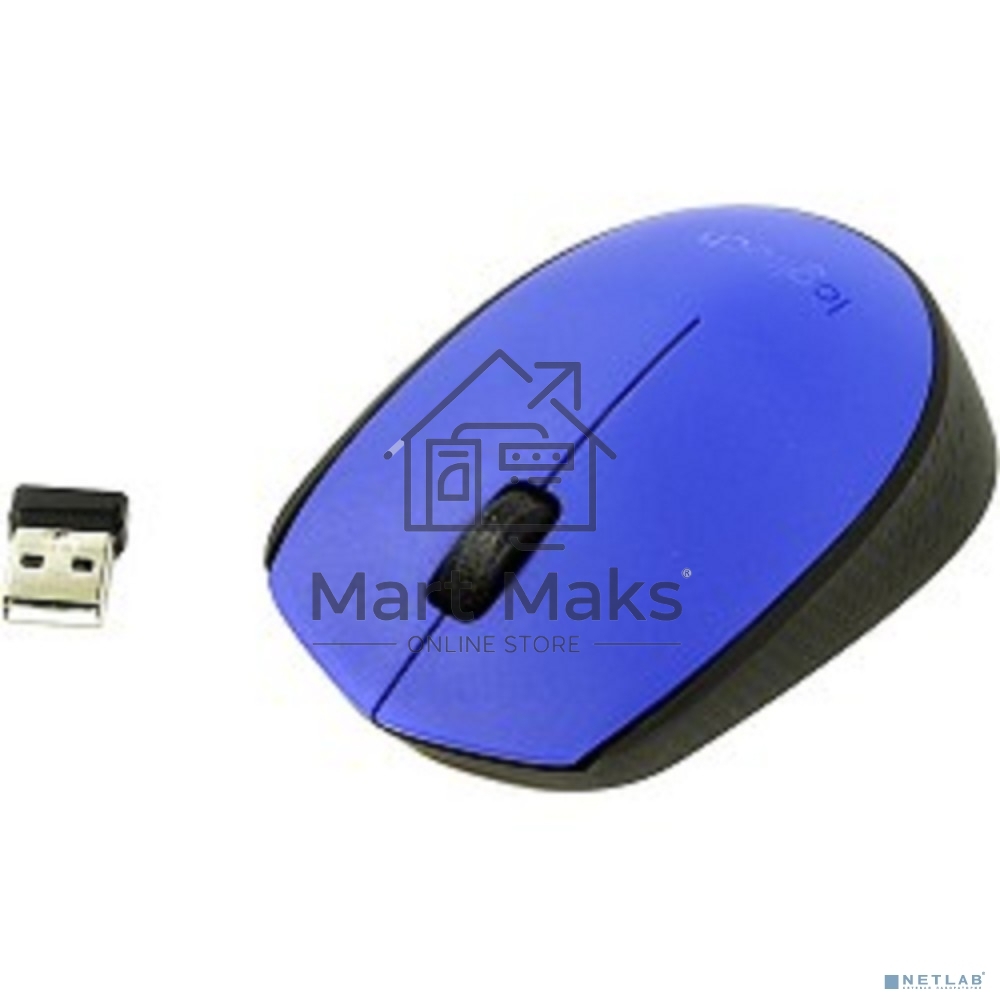 Мышь беспроводная Logitech M171 синий, 1000 dpi, радиоканал, USB, кнопки - 3