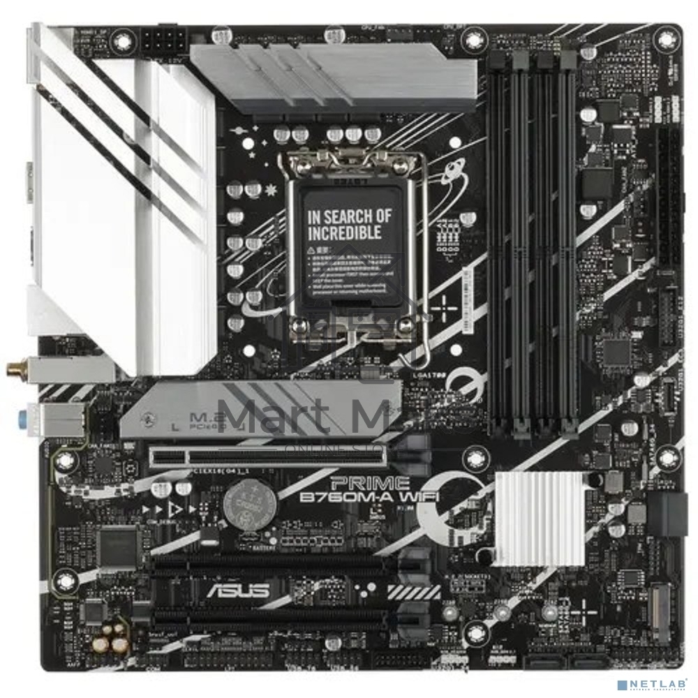 Материнская плата ASUS PRIME B760M-A WIFI, LGA 1700, Intel B760, 4xDDR5, 4xSATA, 2xM.2, 1xPCIe 4.0 x16, 1xPCIe 4.0 x4, 1xPCIe 4.0 x1, 2xHDMI, 1xDP, 1x 2.5Gb LAN, 2xUSB-A 3.2 Gen 2, 4xUSB-A 2.0, 3x3.5 мм, 7.1, mATX