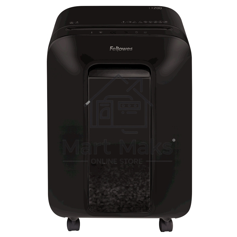 Шредер Fellowes PowerShred LX200 черный (секр.P-4)/перекрестный/12лист./22лтр./скрепки/скобы/пл.карты