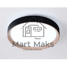 Потолочный светодиодный светильник Ambrella light FZ1324 BK/LWD черный/светлое дерево IP20 41W 3000-6400K D390*70 (ПДУ ИК)