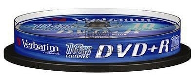 Диск DVD+R Verbatim 4.7Gb 16x Cake Box (10шт) (43498)