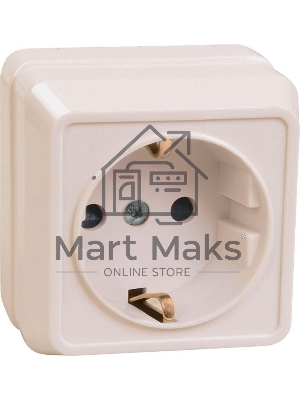 Розетка 1-м ОП Октава 16А РС20-3-ОКм с заземл. IP20 крем. ИЭК ERO11-K33-16-DC