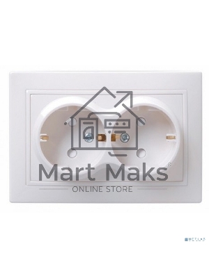 Розетка силовая Iek ERK21-K01-16-DM РСш12-3-КБ 2 местн. c з/к с защ.штор. 16А КВАРТА (белый)