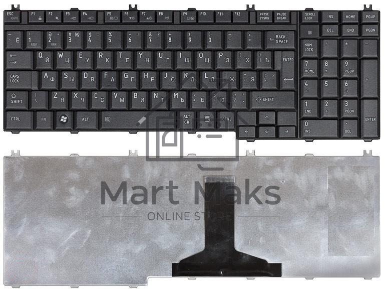 Клавиатура для ноутбука Toshiba Satellite A500 A505 L350 L355 L500 L505 L550 P200 черная матовая