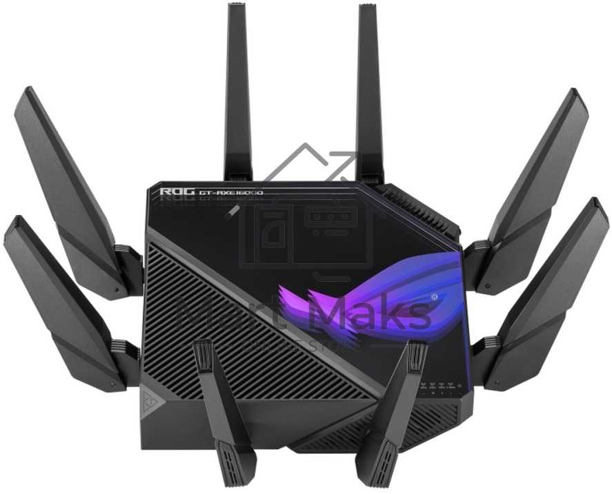 Роутер ASUS ROG GT-AXE16000 802.11 a/b/g/n/ac/ax до 1148 + 4804Мбит/c, 2,4 + 5 гГц, 8 антенн, USB, GBT LAN ; 90IG06W0-MU2A10