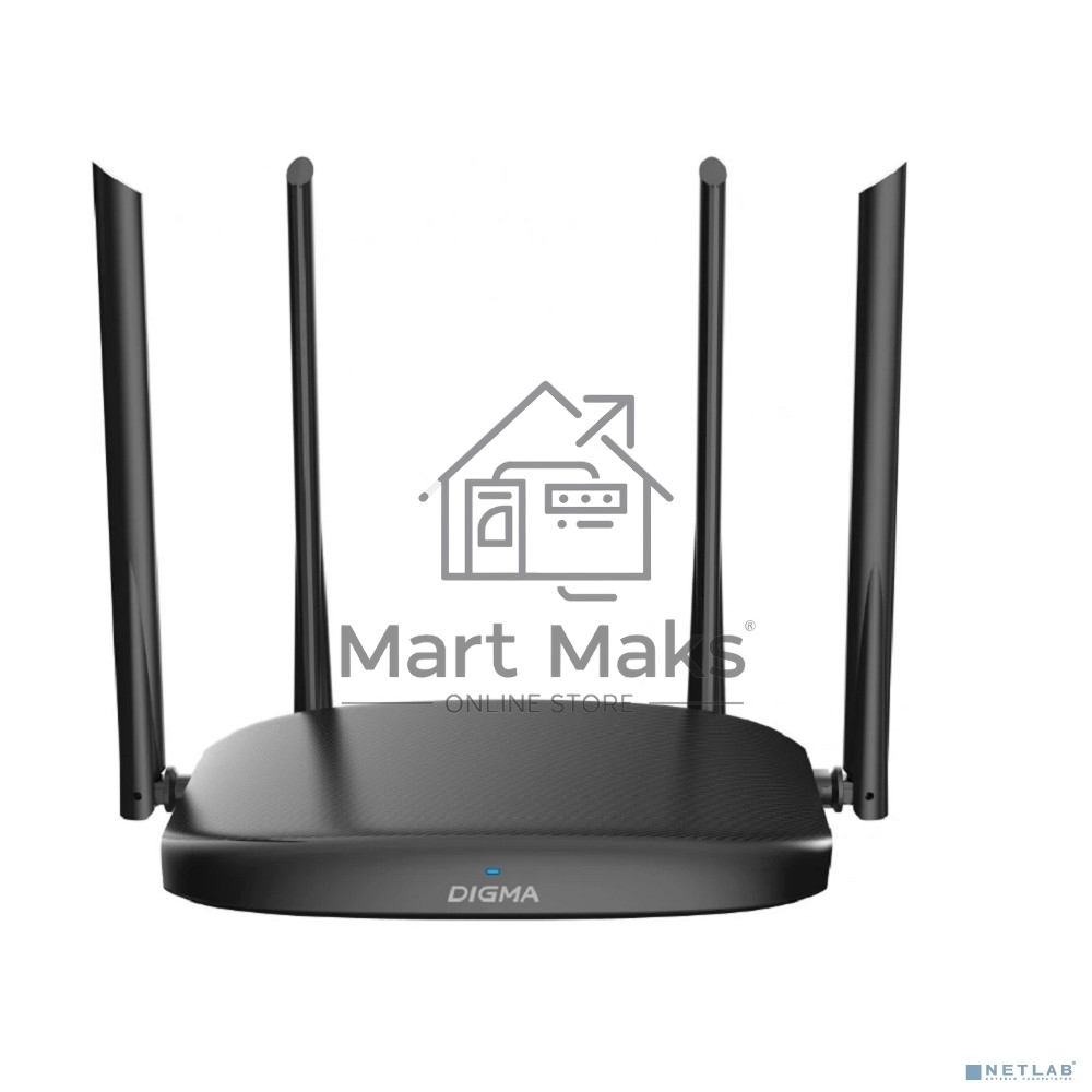 Роутер беспроводной Digma DWR-AC1202 AC1200 10/100/1000BASE-TX черный