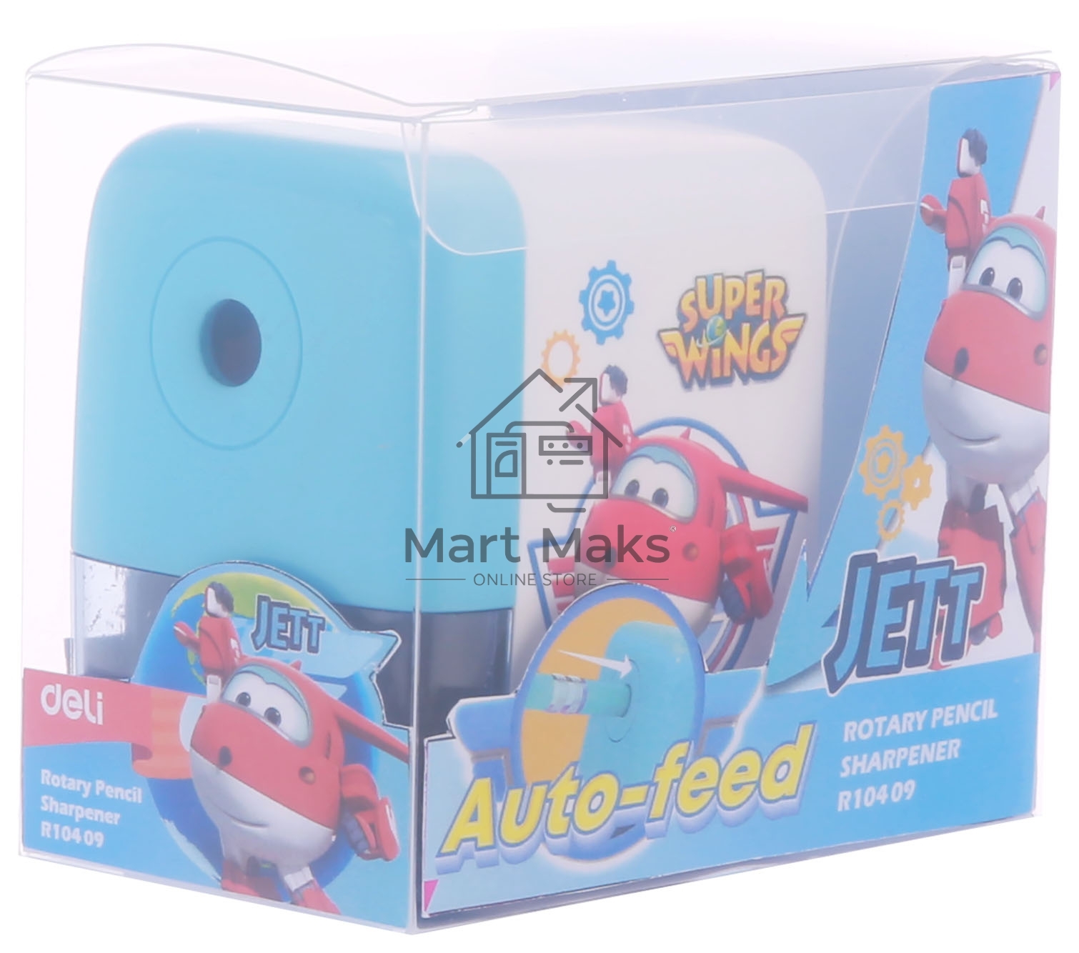 Точилка для карандашей механическая Deli ER10409 Super Wings, 1 отверстие, пластик, ассорти