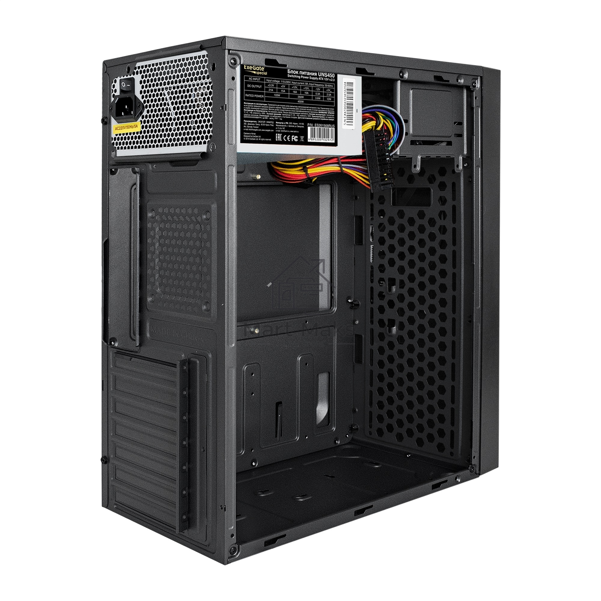 Компьютерный корпус Miditower ExeGate AA-440U-UNS450 (ATX, БП UNS450 с вент. 12см, 2*USB+1*USB3.0, аудио, черный)