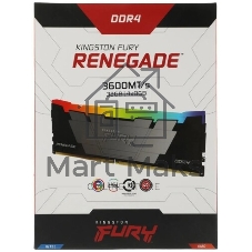 Оперативная память Kingston Fury Renegade, DDR4, 32Gb (4x8GB), 3600MHz, CL16, DIMM, с радиаторами, RGB, серебристый/черный