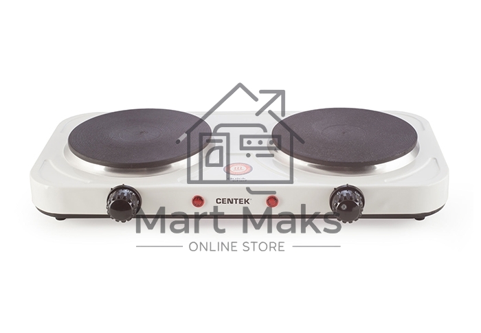 Плита электрическая Centek CT-1507 белый, конфорок 2 электрических, 42 см x 5 см x 22 см