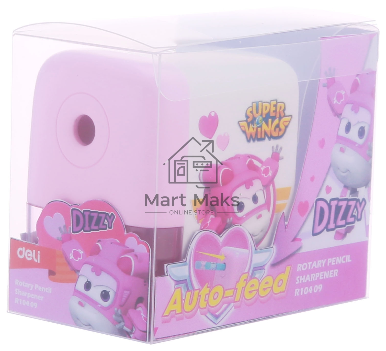 Точилка для карандашей механическая Deli ER10409 Super Wings, 1 отверстие, пластик, ассорти