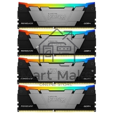 Оперативная память Kingston Fury Renegade, DDR4, 32Gb (4x8GB), 3600MHz, CL16, DIMM, с радиаторами, RGB, серебристый/черный