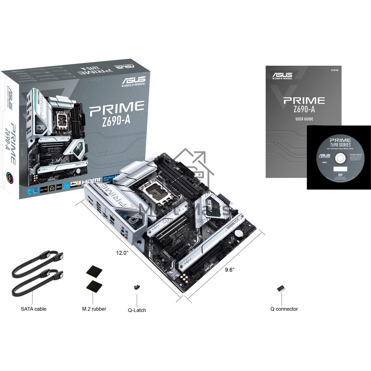 Материнская плата ASUS PRIME Z690-A, LGA1700, Z690, 4*DDR5, HDMI+DP, CrossFireX, SATA3 + RAID, Audio, Gb LAN, USB 3.2, COM*1 header (w/o cable), ATX ; 90MB18L0-M0EAY0