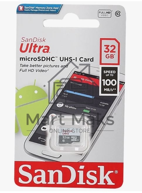 Флеш карта microSD 32GB SanDisk microSDHC Class 10 Ultra UHS-I 100MB/s