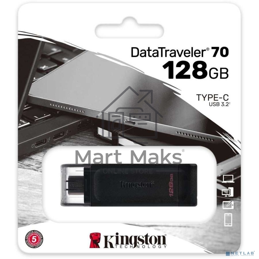 Флешка USB R/W R/W Kingston 128Gb DataTraveler DT70 <DT70/128GB>, USB-C 3.2 Gen 1