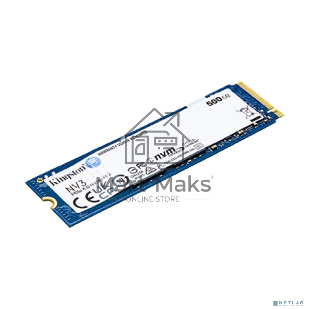 Накопитель SSD Kingston NV3, 500GB, M.2 2280, PCIe 4.0 x4, NVMe, R/W 5000/3000