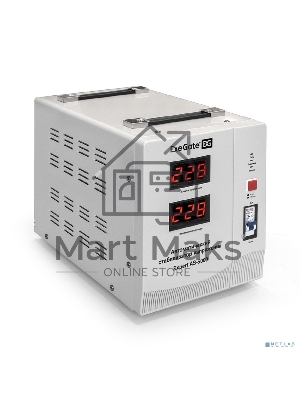 Стабилизатор напряжения ExeGate Expert AS-5000 (5000ВА, вход 140...260В, двойная цифр. индикация вход/вых. напряжения, выход 220В±8%, КПД 98%, 5 уровней защиты, метал. корпус, клем.колодка, RTL)