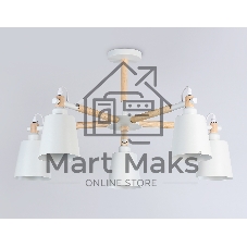 Светильник Ambrella light TR82208/5 WH/LW белый/светлое дерево E27/5 max 40W D780*430