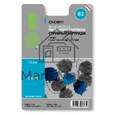 Картридж струйный Cactus CS-C4911 №82 голубой (72 мл) для HP Design Jet 500/800C