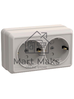 Розетка 2-м ОП Октава 16А РСш22-3-ОКм защ. шторки с заземл. IP20 крем. ИЭК ERO24-K33-16-DC