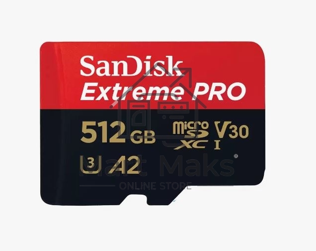 Флеш карта microSD 512GB SanDisk microSDXC Class 10 UHS-I A2 C10 V30 U3 Extreme Pro (SD адаптер) 200MB/s