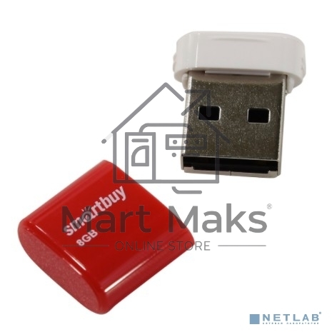 Флешка USB Smartbuy LARA Red (SB8GBLara-R), 8Gb, USB 2.0, R/W 15/5, красный/белый