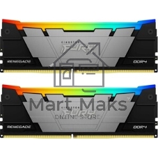 Оперативная память Kingston Fury Renegade, DDR4, 64Gb (2x32GB), 3200MHz, CL16, DIMM, радиатор, RGB, серебристый/черный