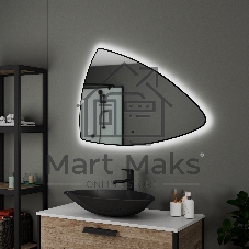 Зеркало Bau Triangle Loft 90х70, с LED фоновой подсветкой, бесконтактным сенсором, черной окантовкой