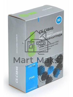 Картридж струйный Cactus CS-C4846 №80 голубой (350 мл) для HP DesignJet 1050C/1055CM/1000