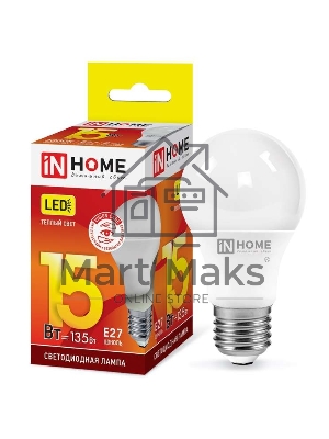 Лампа светодиодная LED-A60-VC 15Вт 230В E27 3000К 1350лм IN HOME 4690612020266