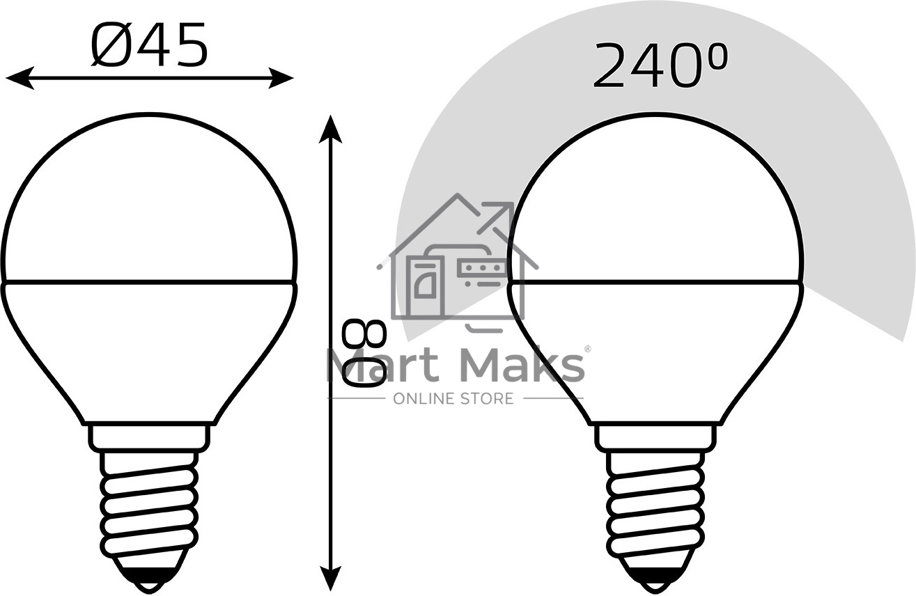 Лампа светодиодная Gauss Basic 10531252T 5.5Вт цок.:E14 шар 220B 4100K св.свеч.бел.нейт. (упак.:3шт)