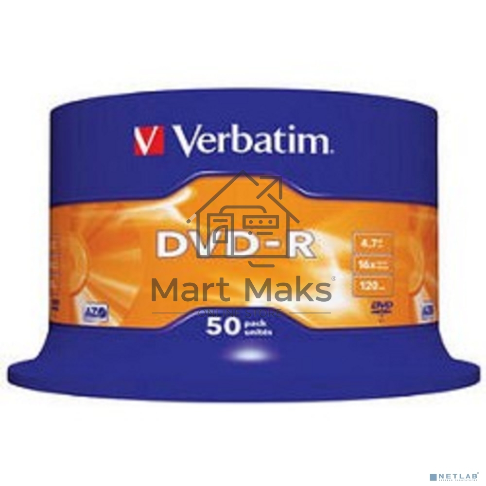 Диск DVD-R Verbatim 4.7Gb 16x Cake Box (50шт) (43548)