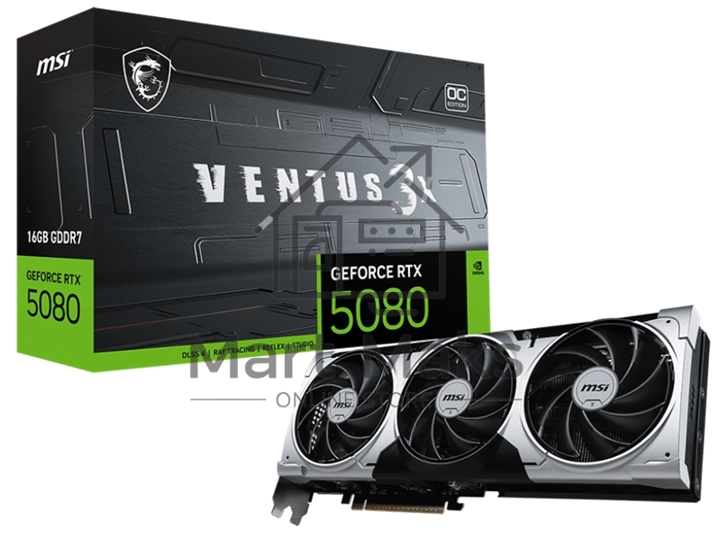 Видеокарта MSI RTX5080 VENTUS 3X OC PLUS 16GB GDDR7 256bit 3xDP HDMI 3FAN RTL