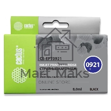 Картридж струйный Cactus CS-EPT0921 (T0921) черный (8 мл) для Epson Stylus C91/CX4300/T26/T27/TX106/TX109/TX117/TX119 Картридж струйный Cactus CS-EPT0921 (T0921) черный (8 мл) для Epson Stylus C91/CX4300/T26/T27/TX106/TX109/TX117/TX119