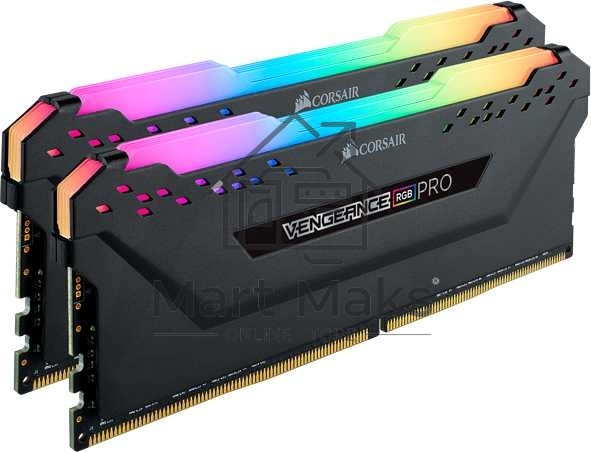 Оперативная память Corsair Vengeance RGB PRO, DDR4, 16GB (2x8 GB), 3200 MHz, CL16, радиатор, RGB, черный