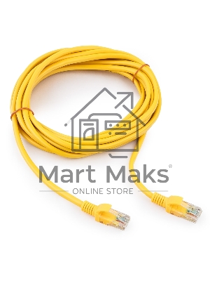 Патч-корд медный UTP Cablexpert PP10-5M/Y кат.5, 5м, литой, многожильный (желтый)