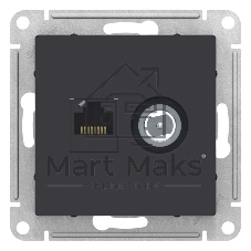 Розетка телевизионная +комп двойная RJ45+TV, кат.5E, механизм, карбон