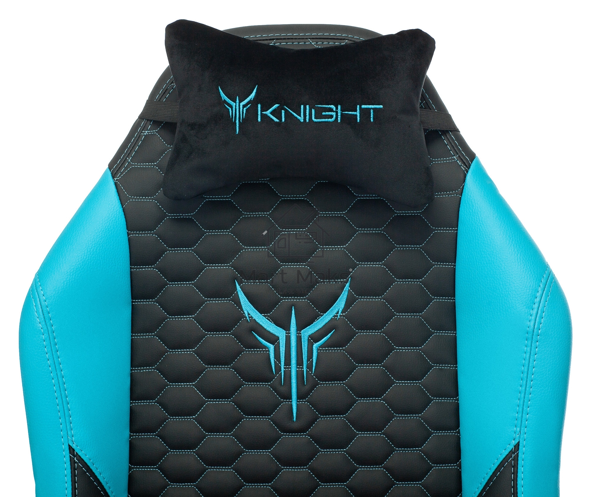 Кресло игровое Knight Neon черный/голубой соты эко.кожа с подголов. крестовина металл