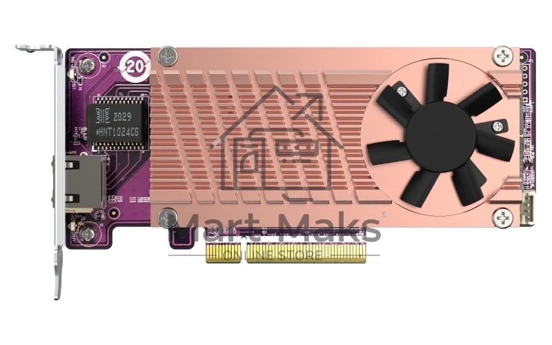 Сетевая карта QNAP QM2-2P10G1TB Marvell AQC113C PCIe Gen3 x8, Dual M.2 2280 PCIe Gen3 x4 NVMe, LAN 1x10GBASE-T 10GbE, Low-profile bracket pre-loaded, Low-profile flat and Full-height are bundled